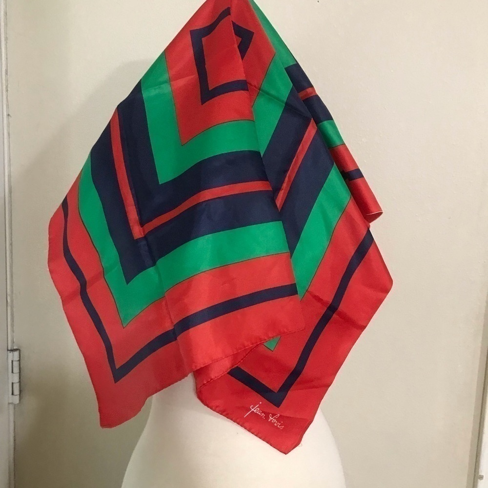 JeanVoris Square scarf 27x27 red green blue - Picture 2 of 3